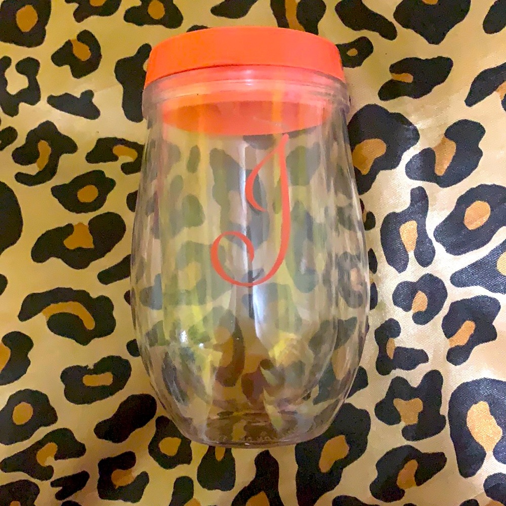 Pink and clear J letter cup